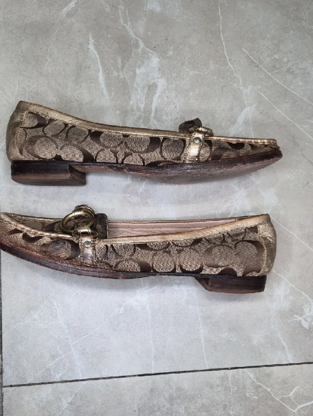 Coach Brown Signature Canvas Logo Flats with Gold Hardware - Picture 9 of 10